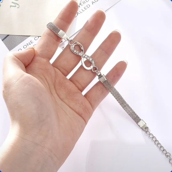 1- Brand New Silver Infinity w Rhinestones Bracelet, number 8 infinity silver - Picture 5 of 8